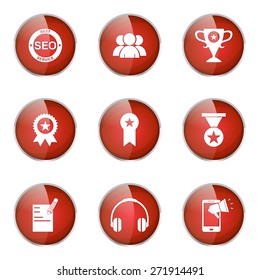 SEO Internet Sign Red Vector Button Icon Design Set 9