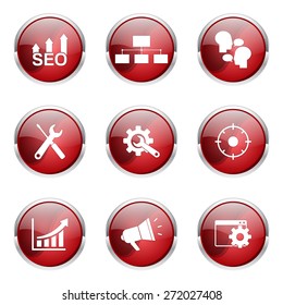 SEO Internet Sign Red Vector Button Icon Design Set 5