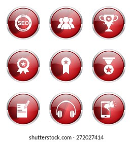 SEO Internet Sign Red Vector Button Icon Design Set 9