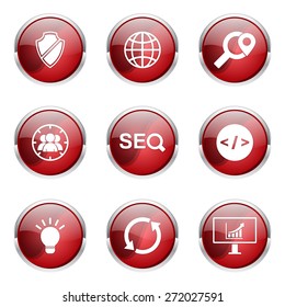 SEO Internet Sign Red Vector Button Icon Design Set 2