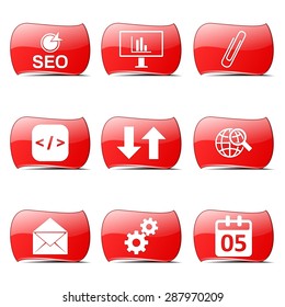 SEO Internet Sign Red Vector ButtonIcon Design Set 6