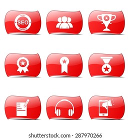 SEO Internet Sign Red Vector ButtonIcon Design Set 9