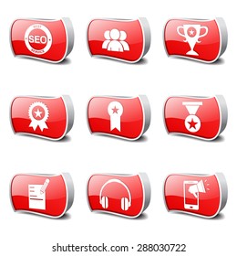 SEO Internet Sign Red Vector Button Icon Design Set 9