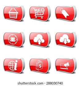 SEO Internet Sign Red Vector Button Icon Design Set 7
