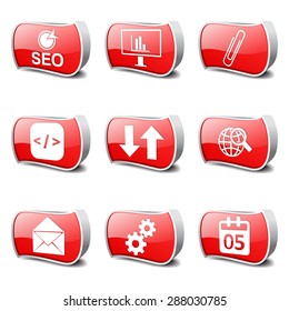 SEO Internet Sign Red Vector Button Icon Design Set 6