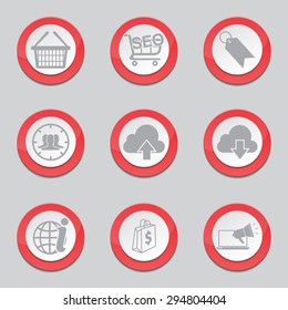 SEO Internet Sign Red Vector Button Icon Design Set 7