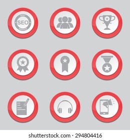SEO Internet Sign Red Vector Button Icon Design Set 9