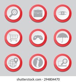 SEO Internet Sign Red Vector Button Icon Design Set 10