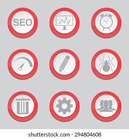 SEO Internet Sign Red Vector Button Icon Design Set 8