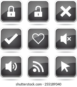 SEO Internet Sign Square Vector Black Icon Design Set 4