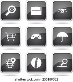 SEO Internet Sign Square Vector Black Icon Design Set 10