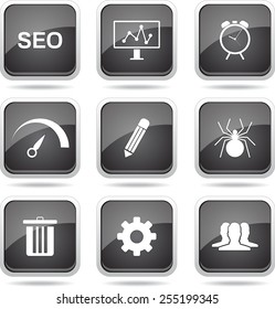 SEO Internet Sign Square Vector Black Icon Design Set 8