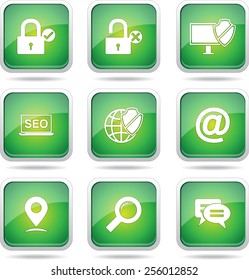 SEO Internet Sign Square Vector Green Icon Design Set 3