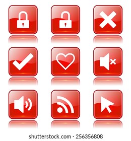 SEO Internet Sign Square Vector Red Icon Design Set 4