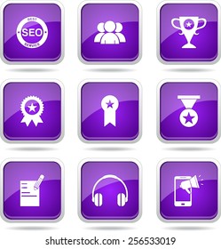 SEO Internet Sign Square Vector Violet Icon Design Set 9