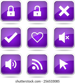 SEO Internet Sign Square Vector Violet Icon Design Set 