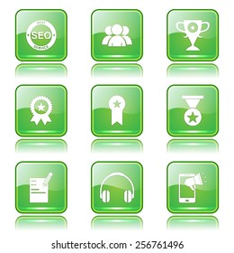 SEO Internet Sign Square Vector Green Icon Design Set 9