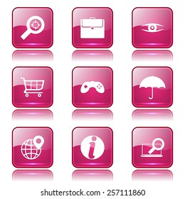 SEO Internet Sign Square Vector Pink Icon Design Set 10