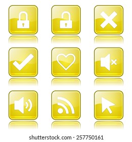 SEO Internet Sign Square Vector Yellow Icon Design Set 4