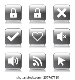 SEO Internet Sign Square Vector Black Icon Design Set 4