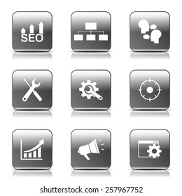 SEO Internet Sign Square Vector Black Icon Design Set 5