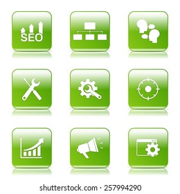 SEO Internet Sign Square Vector Green Icon Design Set 5