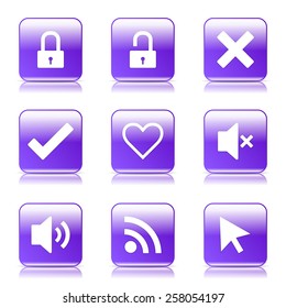 SEO Internet Sign Square Vector Violet Icon Design Set 4