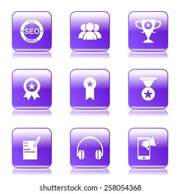 SEO Internet Sign Square Vector Violet Icon Design Set 9