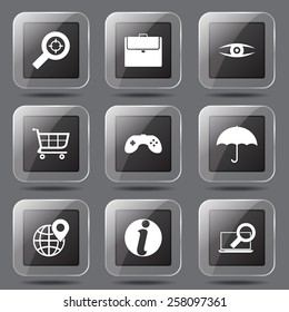 SEO Internet Sign Square Vector Black Icon Design Set 10