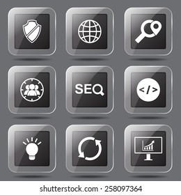 SEO Internet Sign Square Vector Black Icon Design Set 2