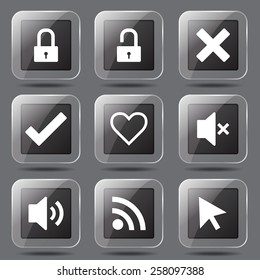 SEO Internet Sign Square Vector Black Icon Design Set 4