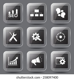 SEO Internet Sign Square Vector Black Icon Design Set 5