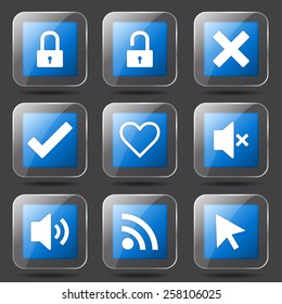 SEO Internet Sign Square Vector Blue Icon Design Set 4