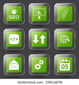SEO Internet Sign Square Vector Green Icon Design Set 6