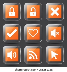 SEO Internet Sign Square Vector Orange Icon Design Set 4