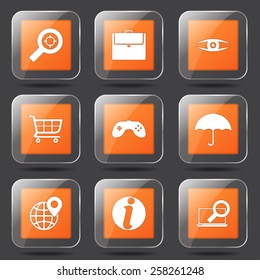 SEO Internet Sign Square Vector Orange Icon Design Set 10