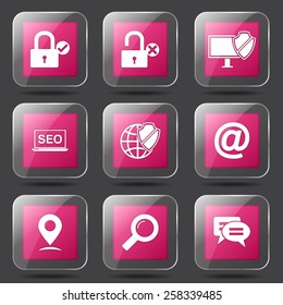 SEO Internet Sign Square Vector Pink Icon Design Set 3