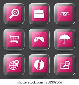 SEO Internet Sign Square Vector Pink Icon Design Set 10