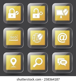 SEO Internet Sign Square Vector Yellow Icon Design Set 3