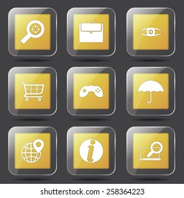 SEO Internet Sign Square Vector Yellow Icon Design Set 10