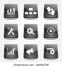 SEO Internet Sign Square Vector Black Icon Design Set 5