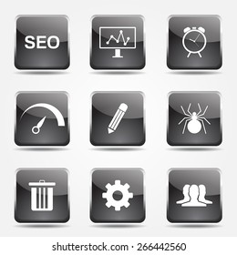 SEO Internet Sign Square Vector Black Icon Design Set 8