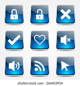 SEO Internet Sign Square Vector Blue Icon Design Set 4
