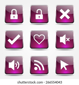 SEO Internet Sign Square Vector Pink Icon Design Set 4