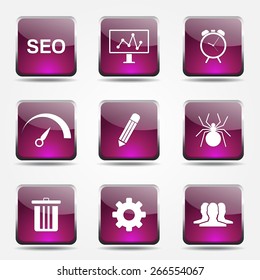 SEO Internet Sign Square Vector Pink Icon Design Set 8