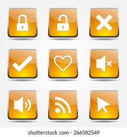 SEO Internet Sign Square Vector Yellow Icon Design Set 4