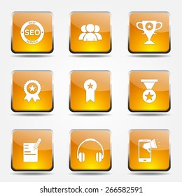 SEO Internet Sign Square Vector Yellow Icon Design Set 9
