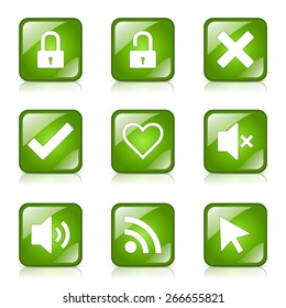SEO Internet Sign Square Vector Green Icon Design Set 4