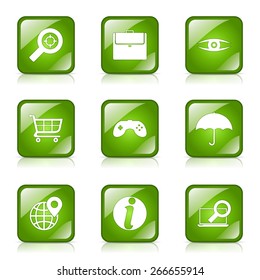 SEO Internet Sign Square Vector Green Icon Design Set 10