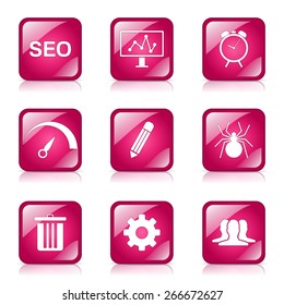 SEO Internet Sign Square Vector Pink Icon Design Set 8